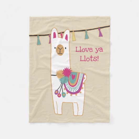 Cute lama met aangepaste achtergrondkleur fleece deken (Voorkant)