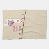 Cute lama met aangepaste achtergrondkleur theedoek (Horizontaal)