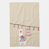 Cute lama met aangepaste achtergrondkleur theedoek (Verticaal)