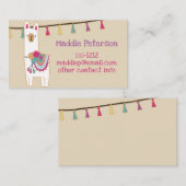 Cute lama met aangepaste achtergrondkleur visitekaartje (Voorkant / Achterkant)