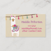 Cute lama met aangepaste achtergrondkleur visitekaartje (Voorkant)