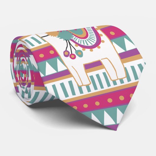 Cute lama met gepatterde achtergrond stropdas (Opgerold)