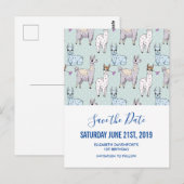 Cute Lama Patroon op Stippen Bewaar de Datum Briefkaart (Voorkant / Achterkant)