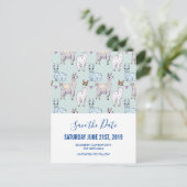 Cute Lama Patroon op Stippen Save the Date Briefkaart (Staand voorkant)