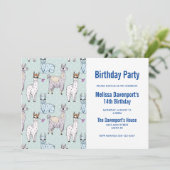 Cute lama Pattern op Polka Dots Birthday Kaart (Staand voorkant)