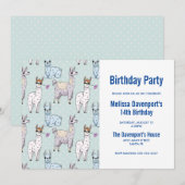 Cute lama Pattern op Polka Dots Birthday Kaart (Voorkant / Achterkant)