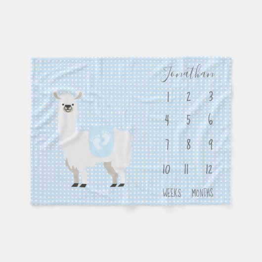Cute Lama Polka Dot Baby Milestone Fleece Deken (Voorkant (Horizontaal))