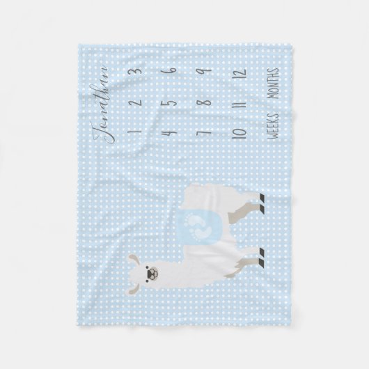 Cute Lama Polka Dot Baby Milestone Fleece Deken (Voorkant)