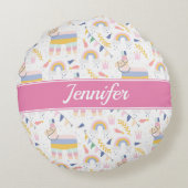 Cute Lama Regenboog Babykamer Rond Kussen (Achterkant)