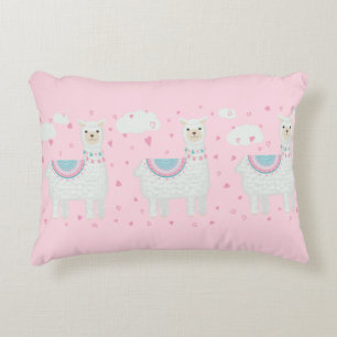Cute lama roze achtergrond accent kussen