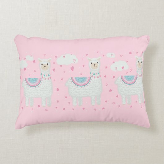 Cute lama roze achtergrond accent kussen (Voorkant)
