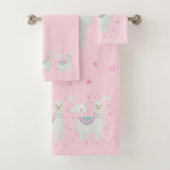 Cute lama roze achtergrond bad handdoek (Insitu)