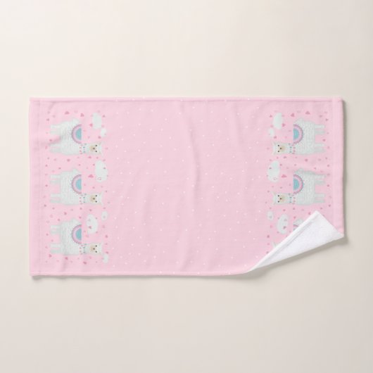 Cute lama roze achtergrond bad handdoek (Handdoek)