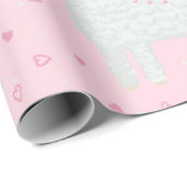 Cute lama roze achtergrond cadeaupapier (Rol Hoek)