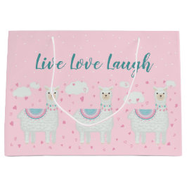 Cute lama roze achtergrond groot cadeauzakje