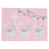 Cute lama roze achtergrond groot cadeauzakje (Achterkant)