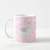 Cute lama roze achtergrond koffiemok (Links)