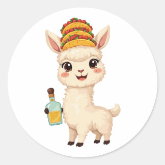 Cute Lama Taco Tequila Sticker - Kawaii Eten Leuk