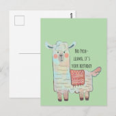 Cute lama, tekening van alpaca dier briefkaart (Voorkant / Achterkant)