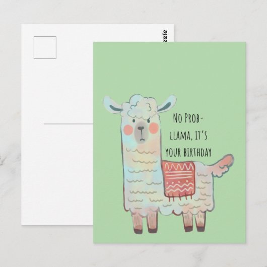 Cute lama, tekening van alpaca dier  briefkaart (Voorkant / Achterkant)