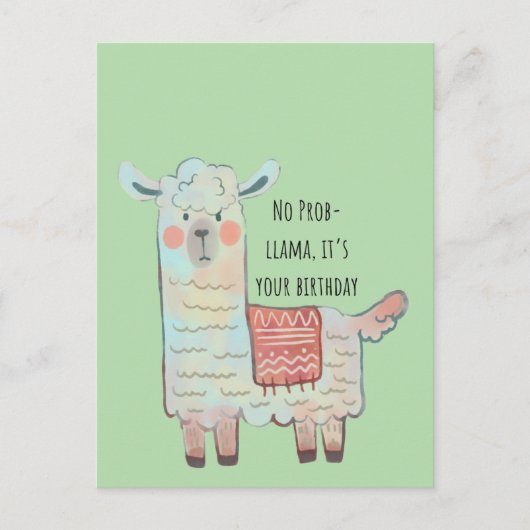 Cute lama, tekening van alpaca dier briefkaart (Voorkant)