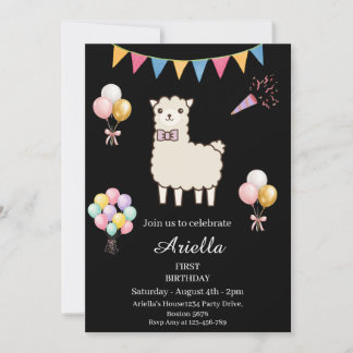 Cute Lama Verjaardagsfeest Uitnodiging