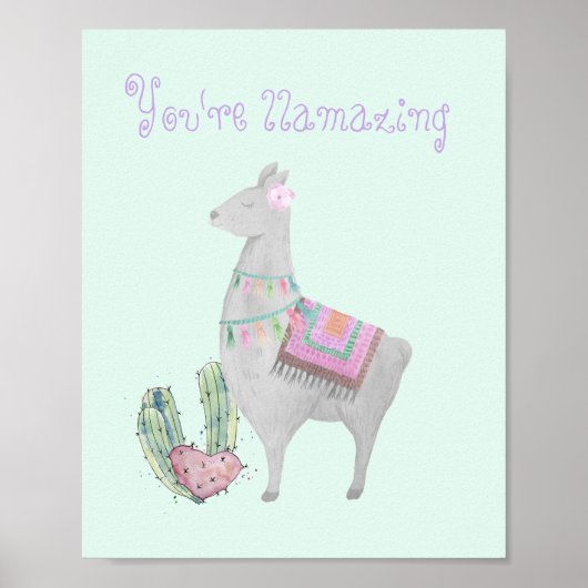 Cute Lama Waterverf - Je Bent Llamatisch Meisjes Poster (Voorkant)