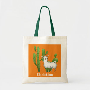 Cute Lamama meisjes voegen naam canvas tas toe