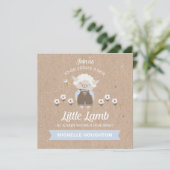 Cute Lamb Baby Boy Shower Invitation Kaart (Staand voorkant)