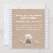 Cute Lamb Baby Boy Shower Invitation Kaart (Achterkant)
