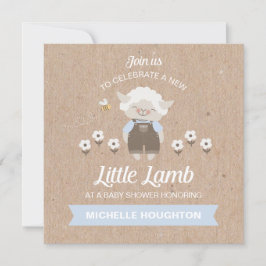Cute Lamb Baby Boy Shower Invitation Kaart