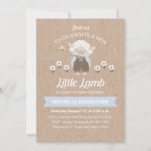 Cute Lamb Baby Boy Shower Invitation Kaart (Voorkant)