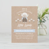 Cute Lamb Baby Boy Shower Invitation Kaart (Staand voorkant)