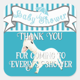 Cute Lamb Baby Boy Shower Sticker
