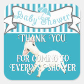 Cute Lamb Baby Boy Shower Sticker (Voorkant)