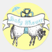Cute Lamb Baby Boy Shower Sticker (Voorkant)