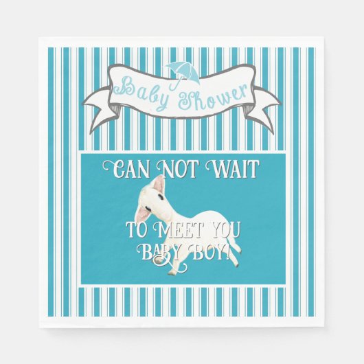Cute Lamb Baby Boy Shower Sticker Servet (Voorkant)