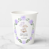 Cute Lamb Baby Sheep Paars Floral Greenery Wreath Papieren Bekers (Voorkant)