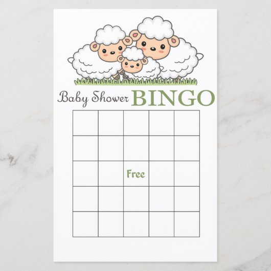 Cute lamb baby shower bingo card (Voorkant)