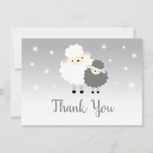 Cute Lamb Baby shower Gray & White Hartelijk dank Bedankkaart