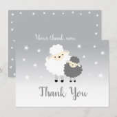 Cute Lamb Baby shower Gray & White Hartelijk dank Bedankkaart (Voorkant / Achterkant)