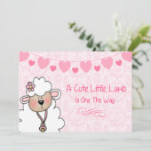 Cute Lamb Baby shower Invitation Kaart (Staand voorkant)