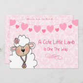 Cute Lamb Baby shower Invitation Kaart (Voorkant / Achterkant)