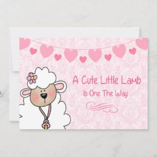 Cute Lamb Baby shower Invitation Kaart