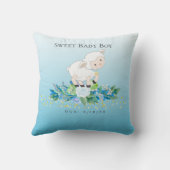 Cute Lamb Blue Floral Boy Baby DOB Kussen (Achterkant)