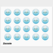 Cute Lamb Blue Floral Boy Baby shower Ronde Sticker (Vel)