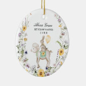 Cute Lamb Bunny Wildflower Baby 1e Pasen Keramisch Ornament (Rechts)