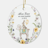 Cute Lamb Bunny Wildflower Baby 1e Pasen Keramisch Ornament (Links)