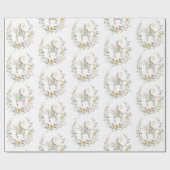 Cute Lamb Bunny Wildflower Baby Rabbit Pasen Cadeaupapier (Vlak)