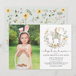 Cute Lamb Bunny Wildflower Easter Brunch Egg Hunt Kaart